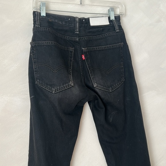 Redone Levi’s black jeans size 25 high rise long inseam straight leg 90s - Picture 6 of 13